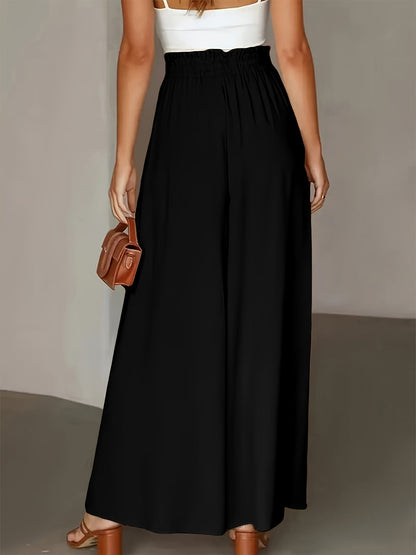Damen Palazzo-Hose mit weitem Bein und Paperbag-Bund – Elegante High-Waist Hose für stilvolle Outfits