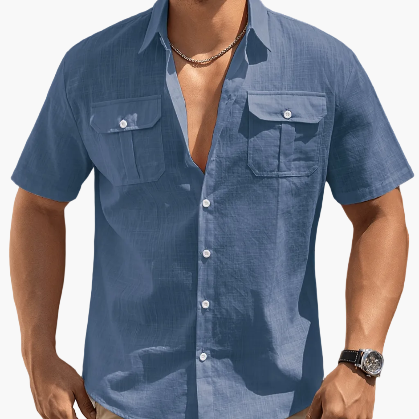 Herren Freizeit Hemd Kurzarm mit Brusttaschen – Perfekt für Sommer und Alltag