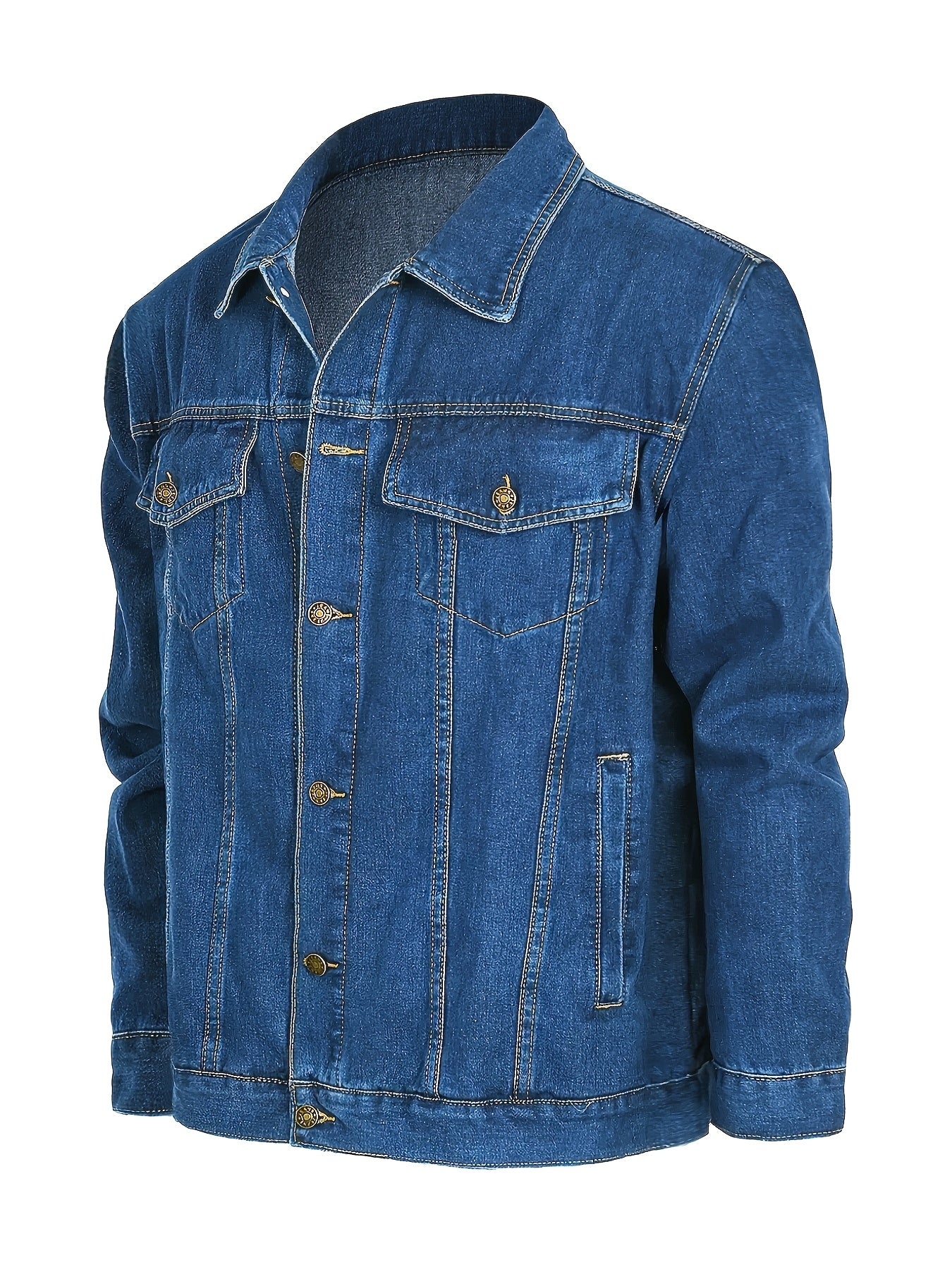 Giacca di jeans da uomo in denim stile classico per tempo libero e uso quotidiano