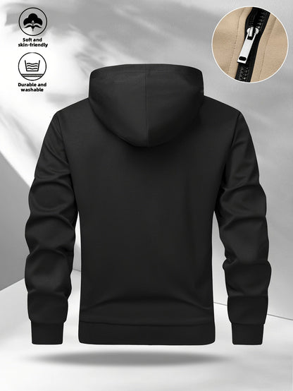 Chaqueta unisex con capucha y cremallera, multicolor, con cordón ajustable y bolsillos