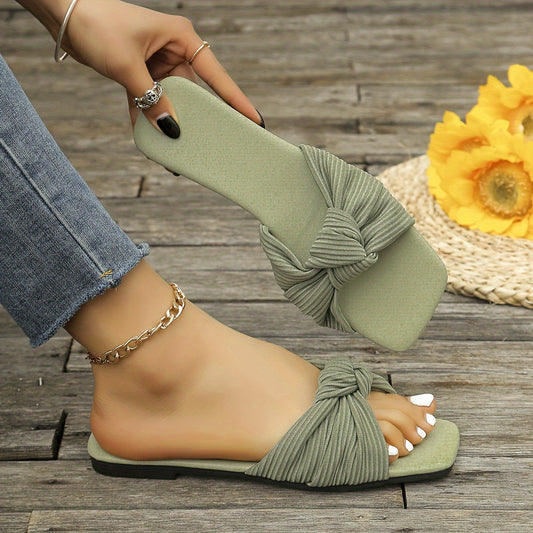 Dames slip-on sandalen met knoopdesign – modieuze vrijetijdsschoenen voor dagelijks gebruik en zomer
