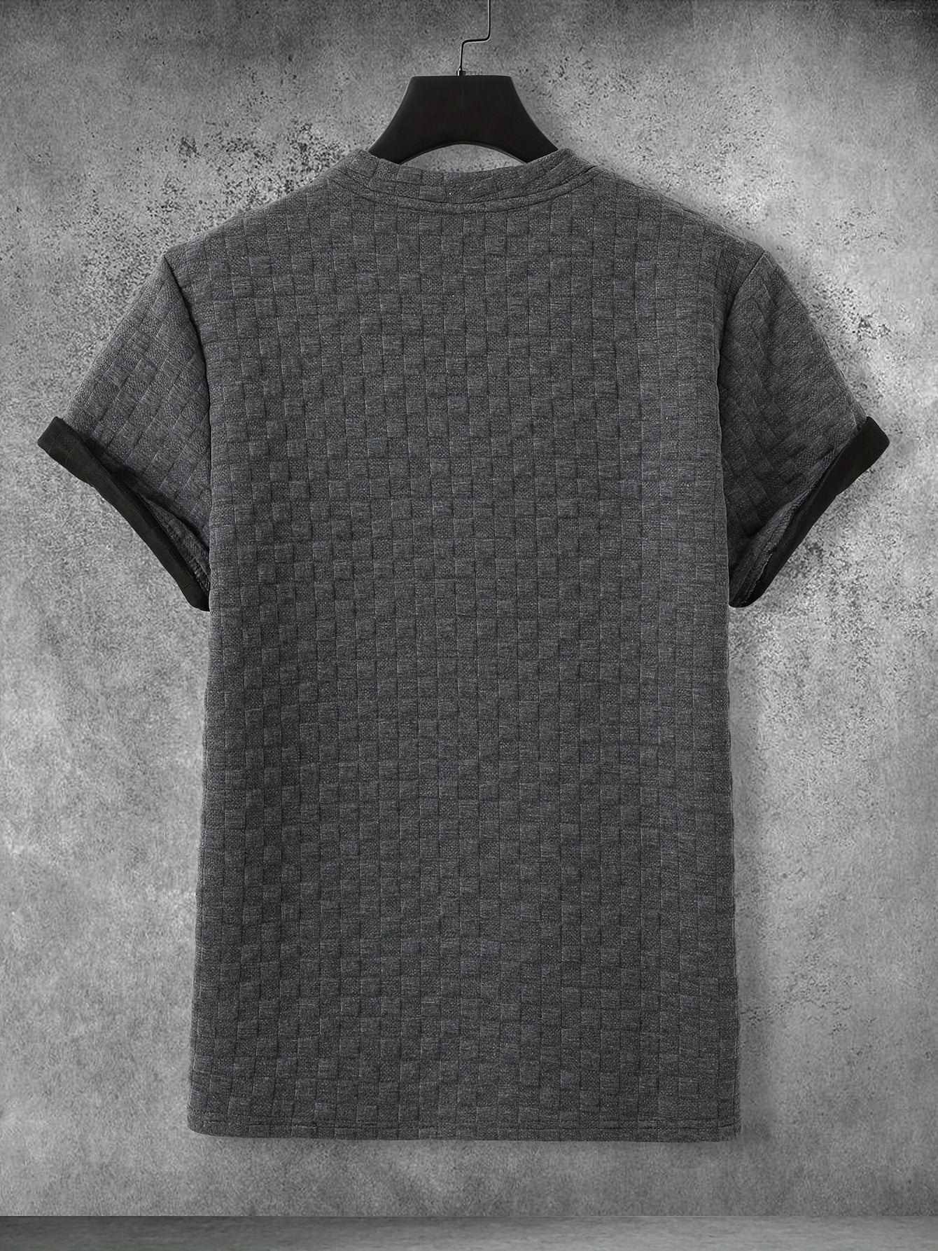 Męski nowoczesny T-shirt z fakturą waflową i krótkim rękawem na co dzień i czas wolny