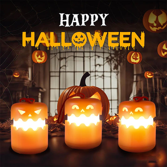 Halloween dekorations-LED pumpalampa – Stämningsfull lampa för Halloweenfester & kuslig dekoration