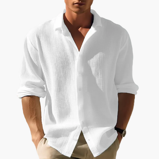Camisa casual de hombre manga larga – Camisa moderna con botones para diario, vacaciones y oficina
