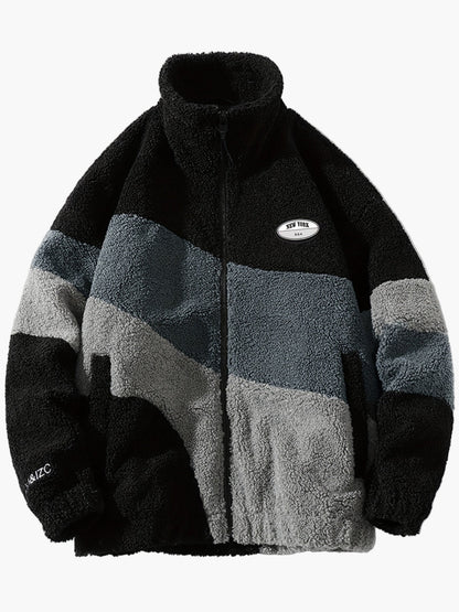 Herre preppy stil softshelljakke med farveblok-design og ståkrave – Fritidsjakke med lynlås
