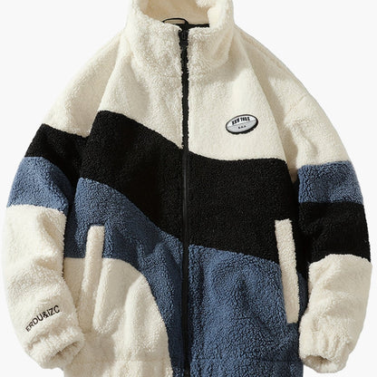 Herre preppy stil softshelljakke med farveblok-design og ståkrave – Fritidsjakke med lynlås