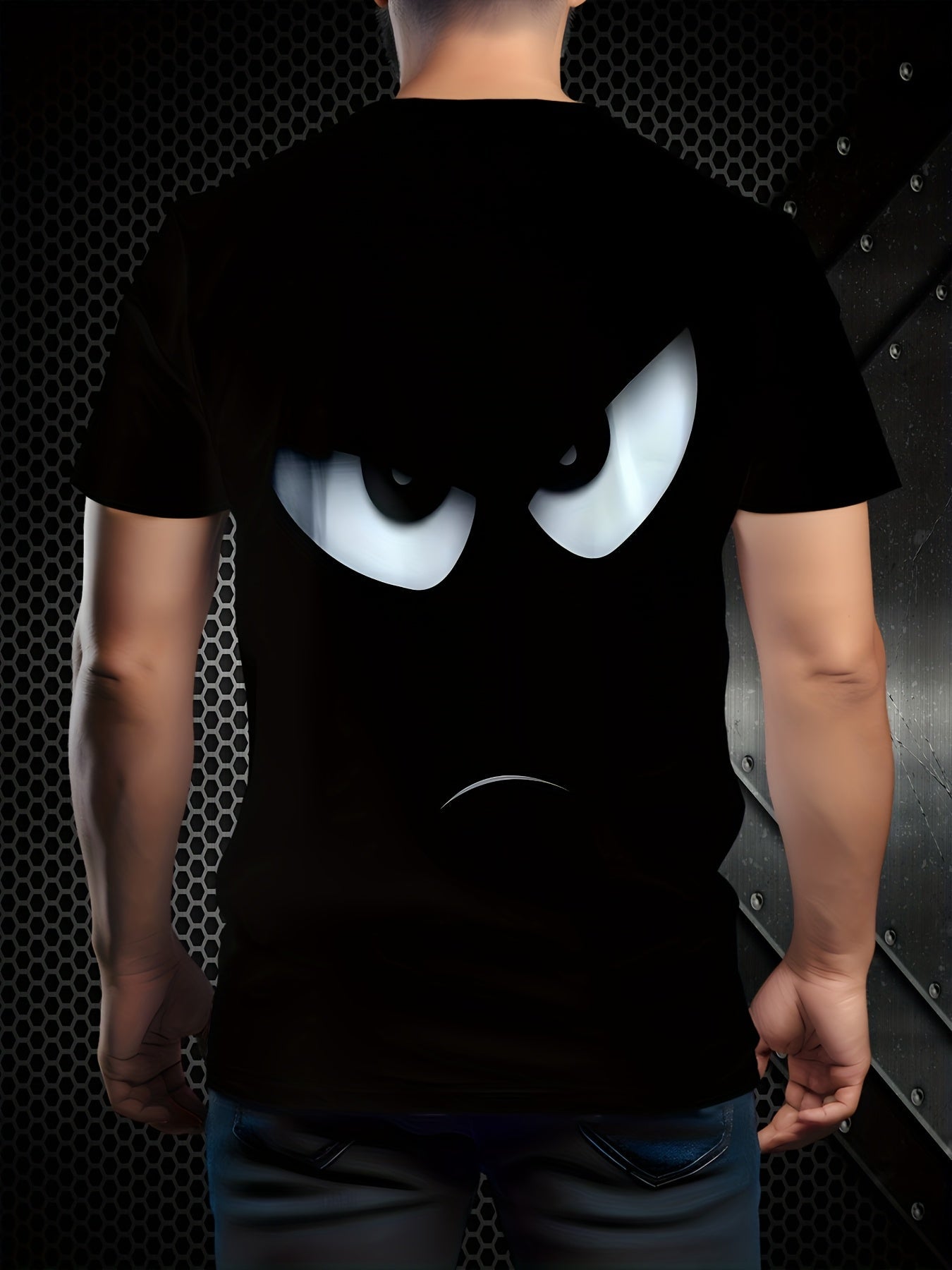 Camiseta para hombre con divertido motivo de ojos – Camiseta de cuello redondo casual para tiempo libre y uso diario