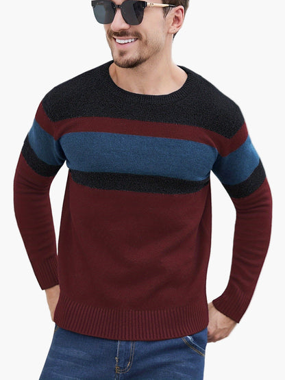 Jersey de punto para hombre con patrón de rayas – Jersey casual a la moda para otoño e invierno