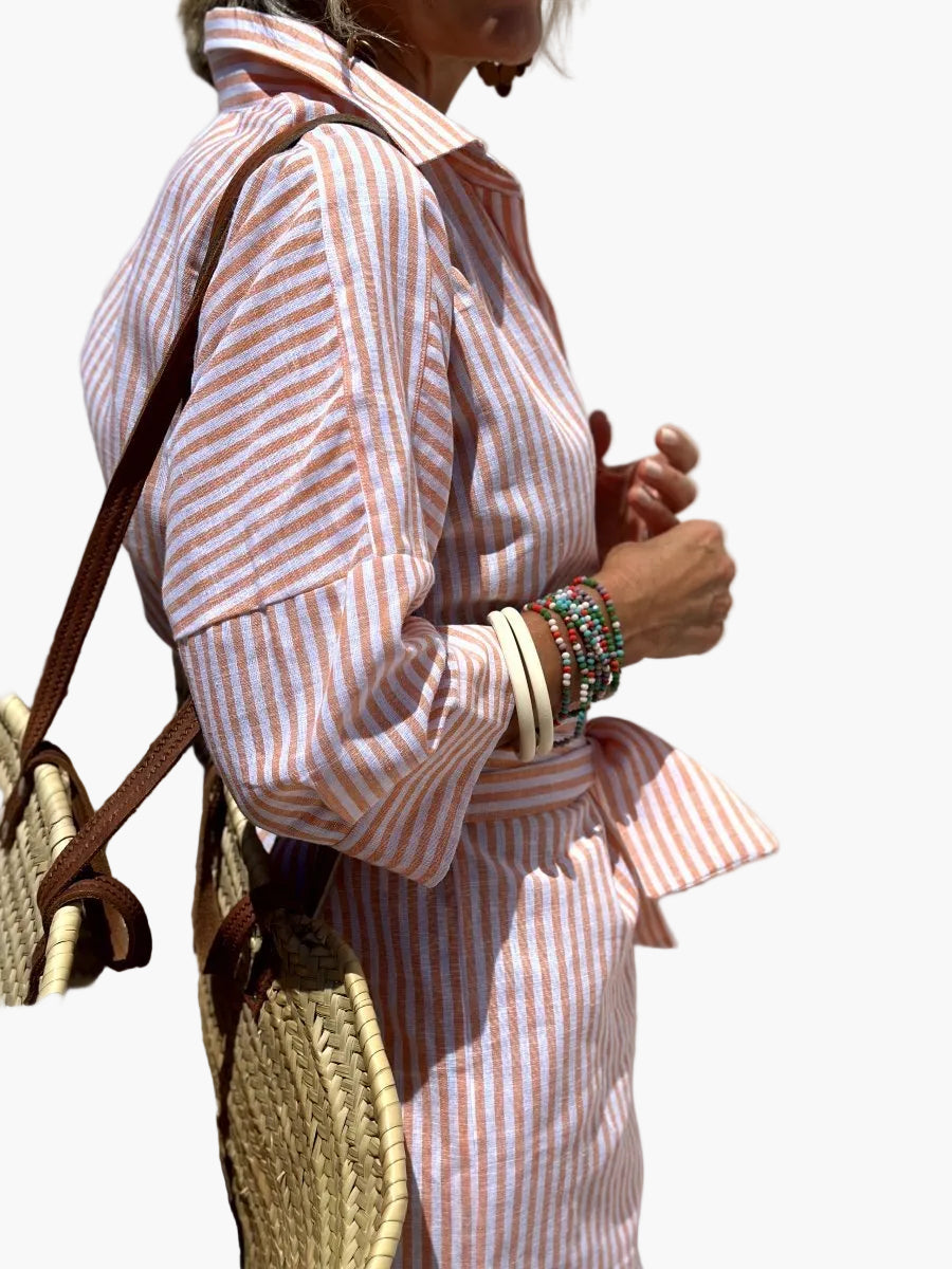 Vestido blusón de rayas para mujer en estilo veraniego relajado – Perfecto para el día a día y vacaciones