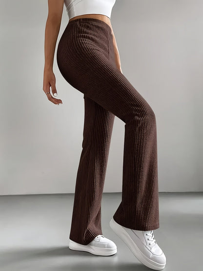 Gerippte Hose Damen High Waist Schlaghose