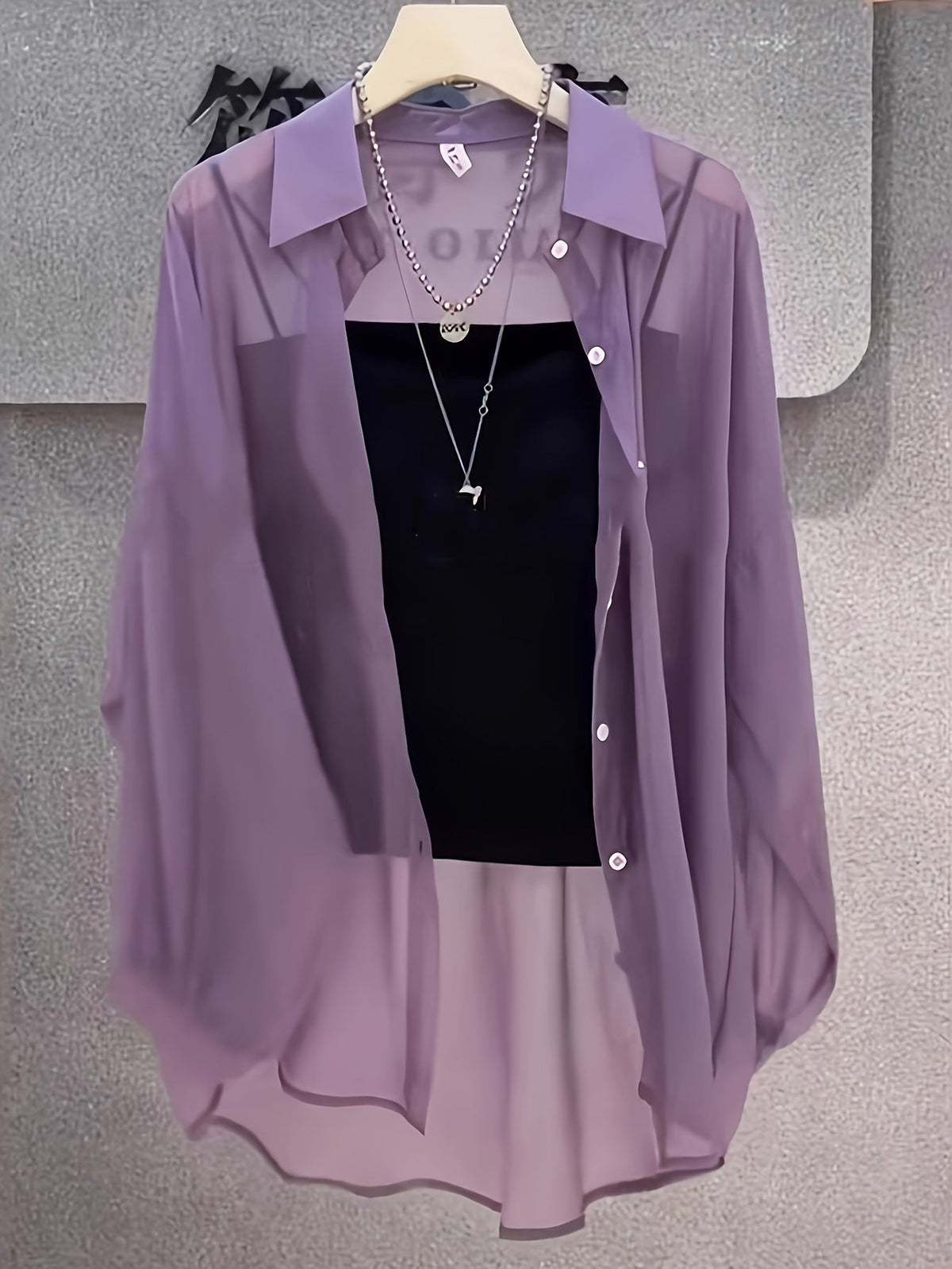 Damen Zweiteiliges Set – Transparentes Oversize-Hemd mit Bandeau Top, Modernes Layering-Outfit