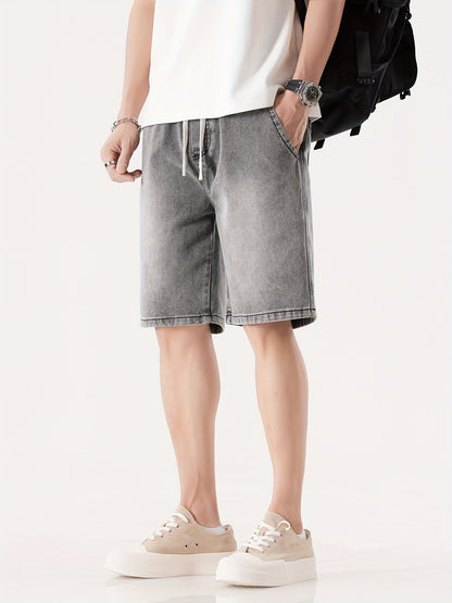 Herre Denim Shorts Løs Pasform Fritid Knæhøj