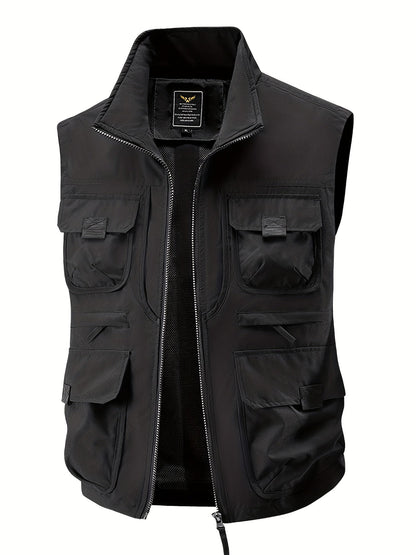 Herren Outdoor Utility-vest med flere lommer, fritidsvest for fiske, fotturer og fotografering