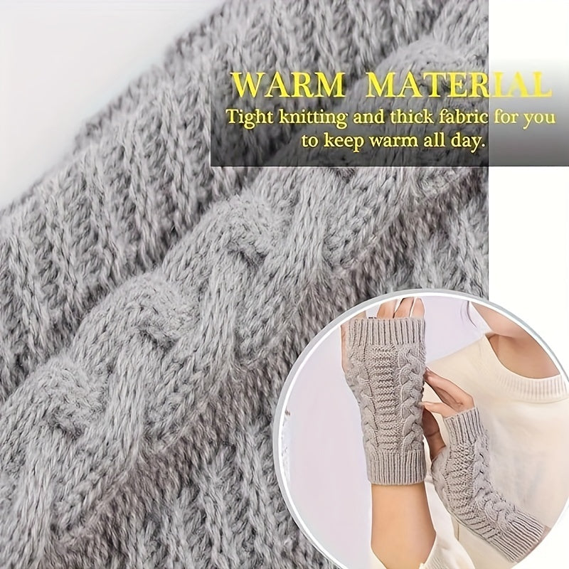 Gestrickte fingerlose Handschuhe – Armstulpen mit Zopfmuster in verschiedenen Farben