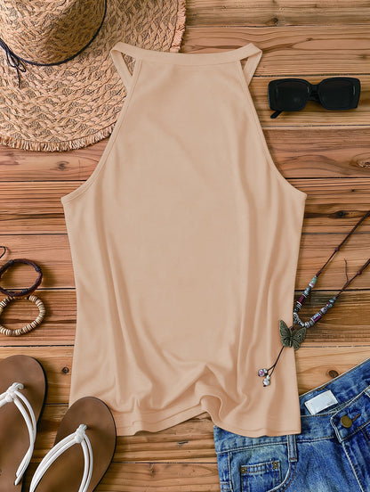 Damski top na ramiączkach w stylu vintage z napisem – swobodny top na lato na co dzień i na wakacje