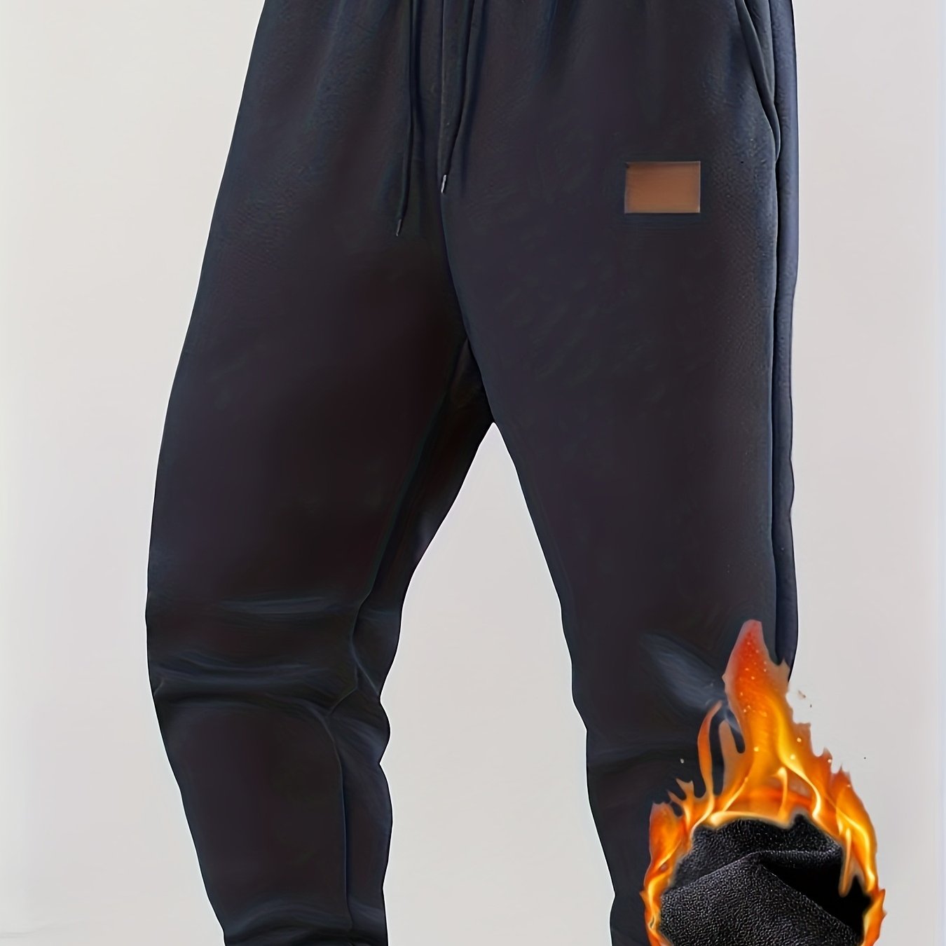 Herren Warme Jogginghose mit Fleecefutter, Kordelzug, Schwarz