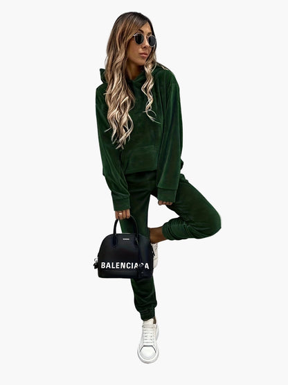 Completo tuta casual da donna – Felpa con cappuccio e pantaloni da jogging alla moda per tutti i giorni e viaggi