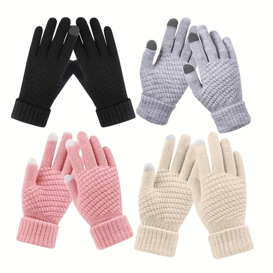 Unisex Strickhandschuhe mit Touchscreen-Funktion, warm gefüttert