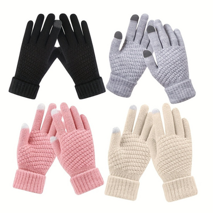 Guantes de punto unisex con función para pantalla táctil, con forro cálido