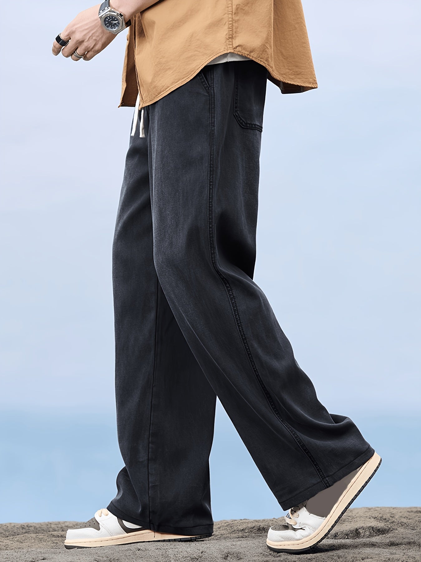 Herren Weite Jeans mit Kordelzug – Lässiger Straight-Leg Style für Freizeit und Alltag