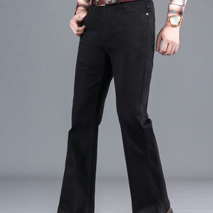 Herren Schwarze Ausgestellte Hose mit hohem Bund
