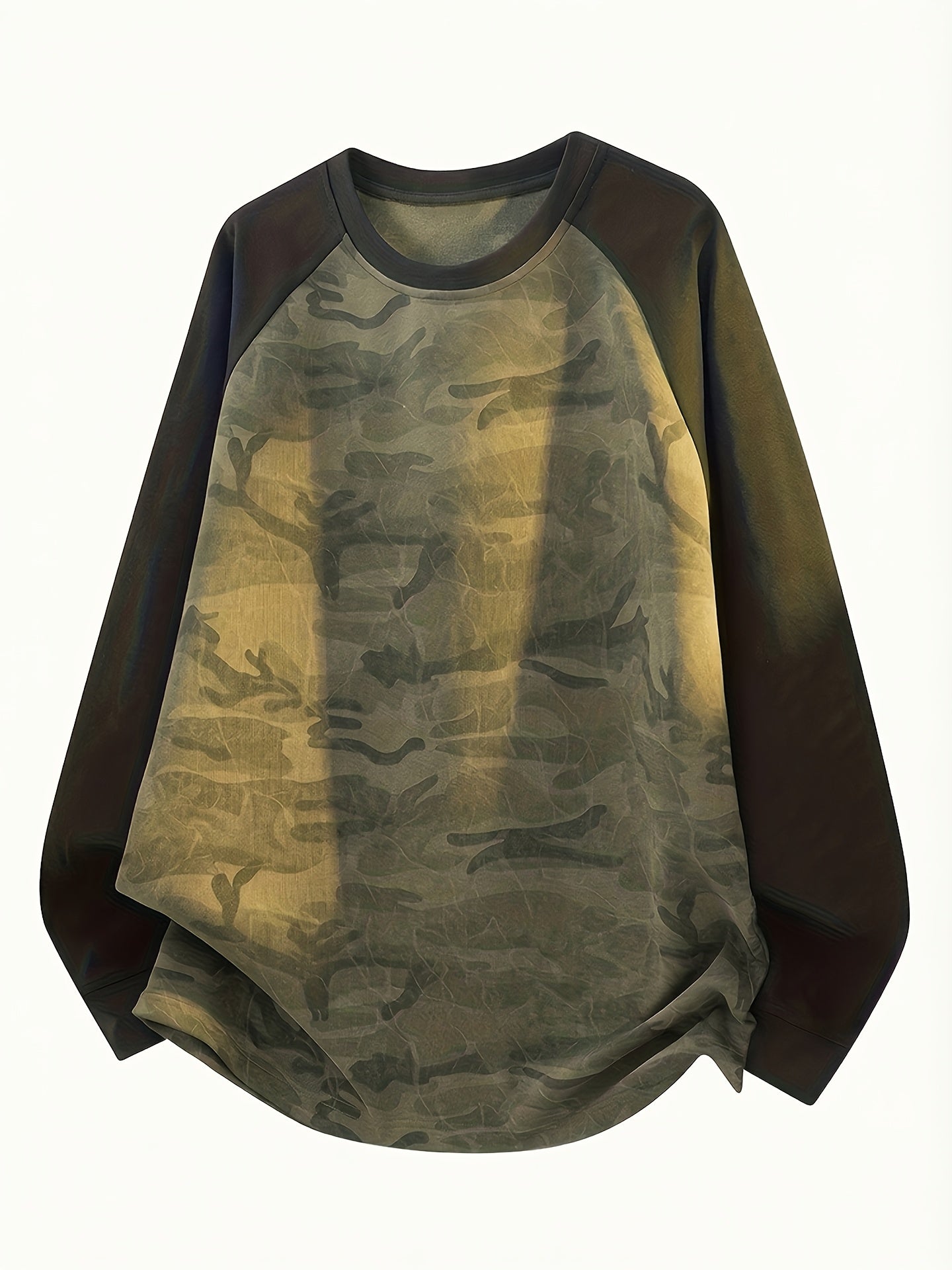 Raglan Langarmshirt im Camouflage-Look, Rundhals-Sweatshirt