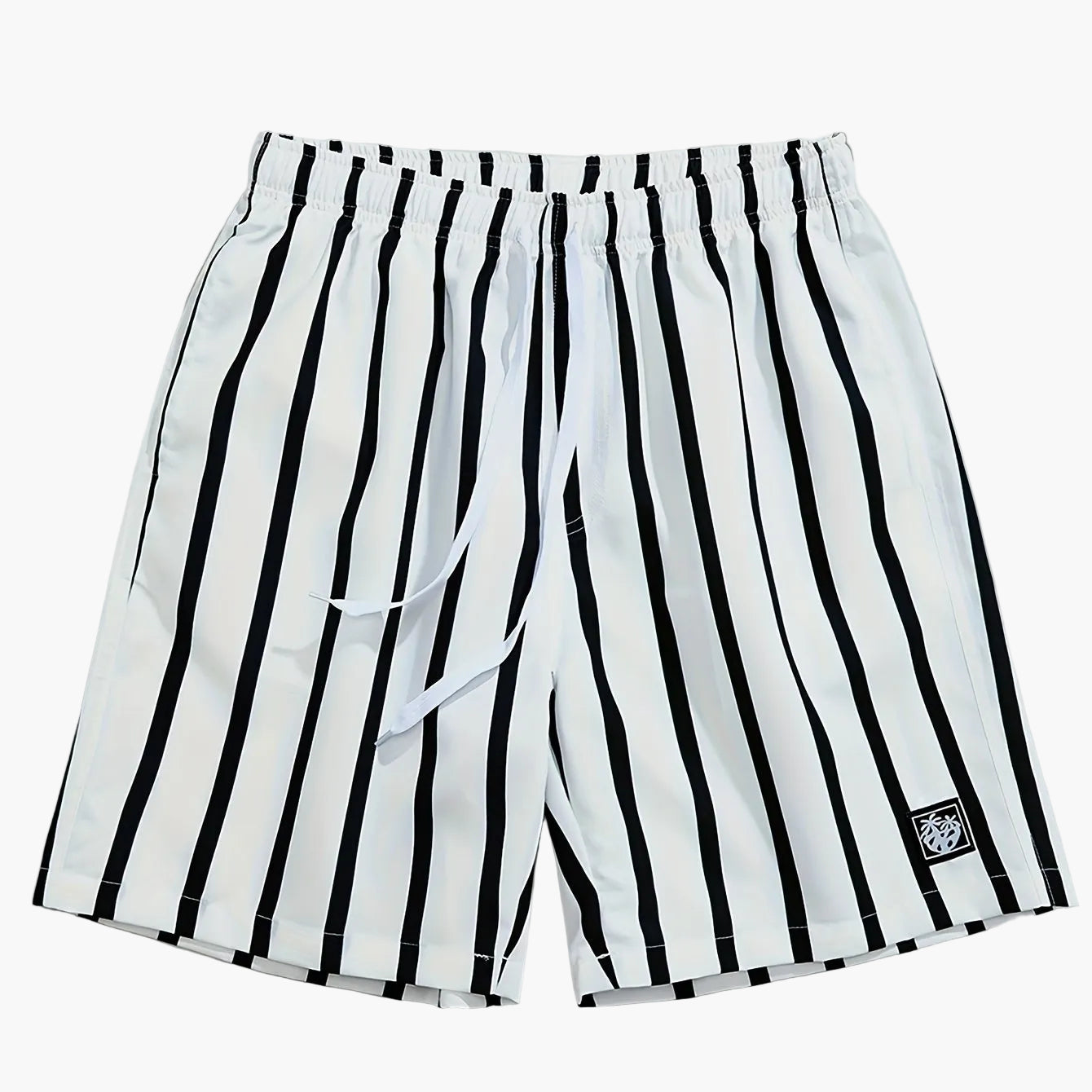 Pantalones casuales para hombre con estampado de rayas y cordón – Ideales para el día a día y la playa