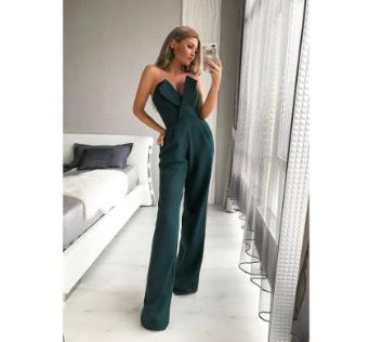 Damelegant jumpsuit i bandeau-stil för fest, kväll och fritid