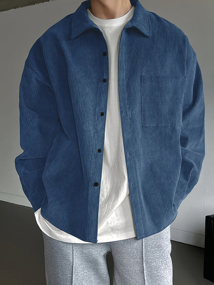 Chaqueta camisa casual oversize para hombre con botonadura – Look moderno de ocio