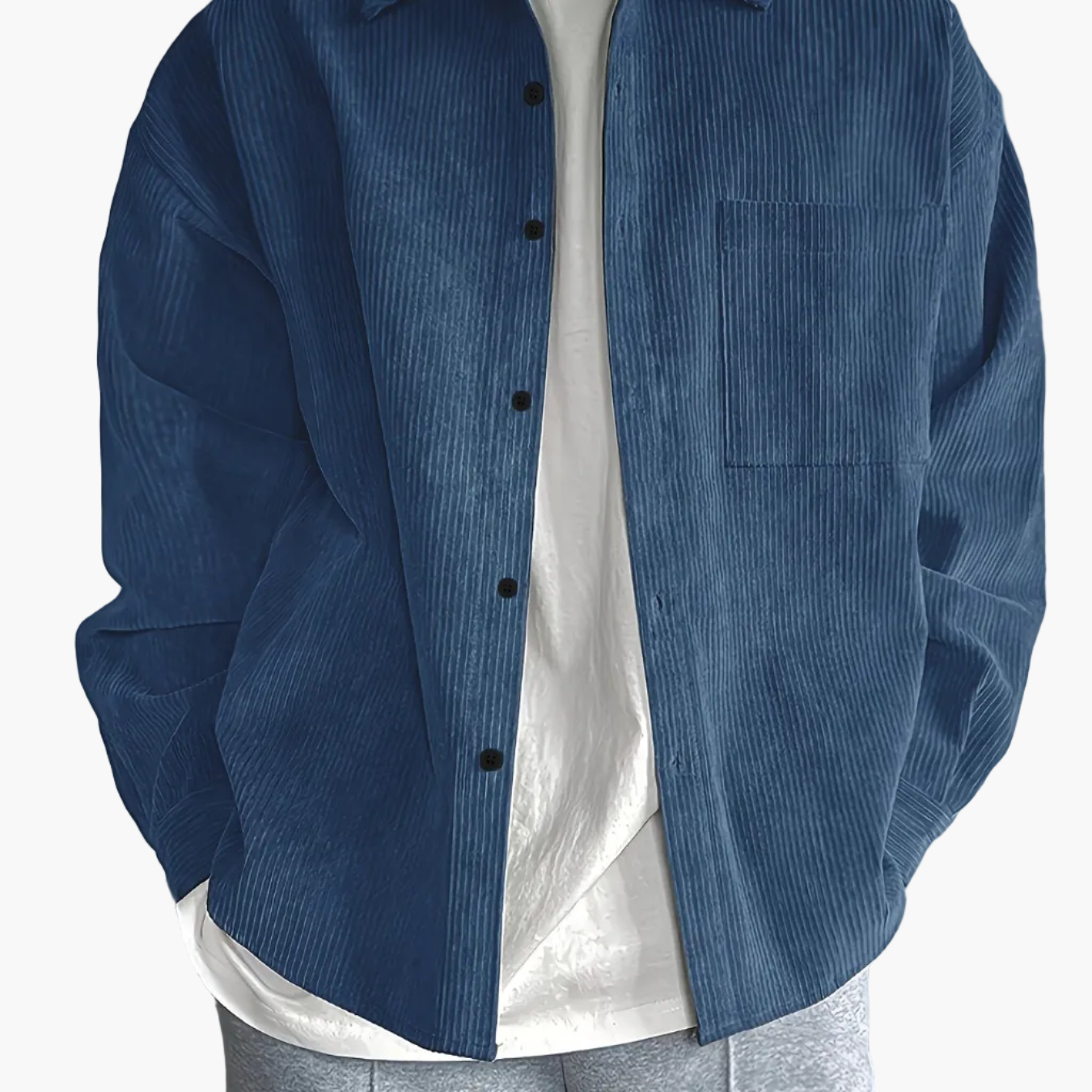 Chaqueta camisa casual oversize para hombre con botonadura – Look moderno de ocio