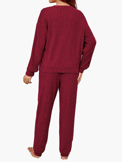 Set Pigiama Donna Lounge Homewear con Design in Maglia – Comodo Outfit Casual per Casa