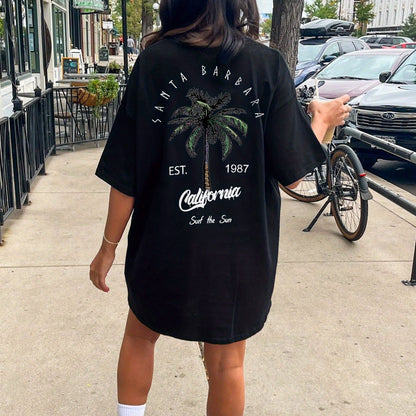 Damen Oversize T-Shirt Kleid Santa Barbara California – Casual Streetwear für Sommer und Freizeit