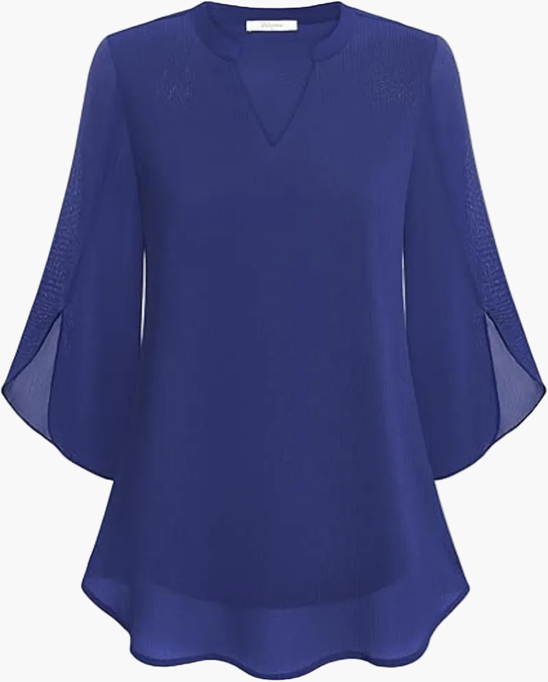 Blusa túnica elegante y suelta para mujer con manga 3/4 para oficina y diario