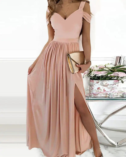 Judith – Boho spaghetti bandjurk met split
