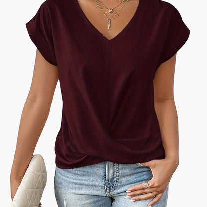 Blusa elegante de mujer con escote en V y diseño cruzado para el día a día y la oficina