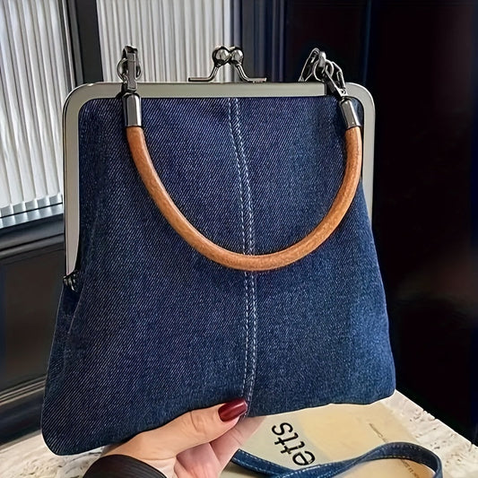 Dam Vintage-Retro Handväska med Lås – Modernt City Bag för Vardag och Utekväll