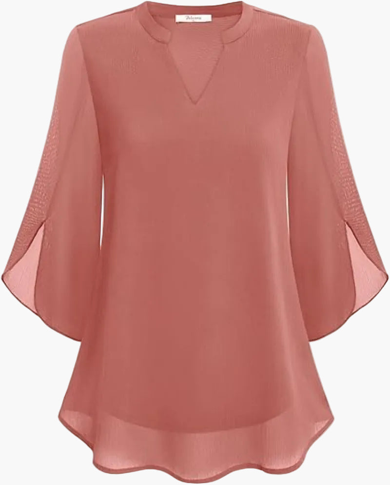 Blusa túnica elegante y suelta para mujer con manga 3/4 para oficina y diario