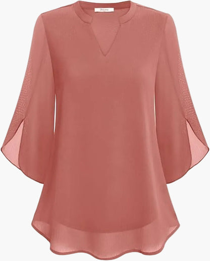 Blusa túnica elegante y suelta para mujer con manga 3/4 para oficina y diario
