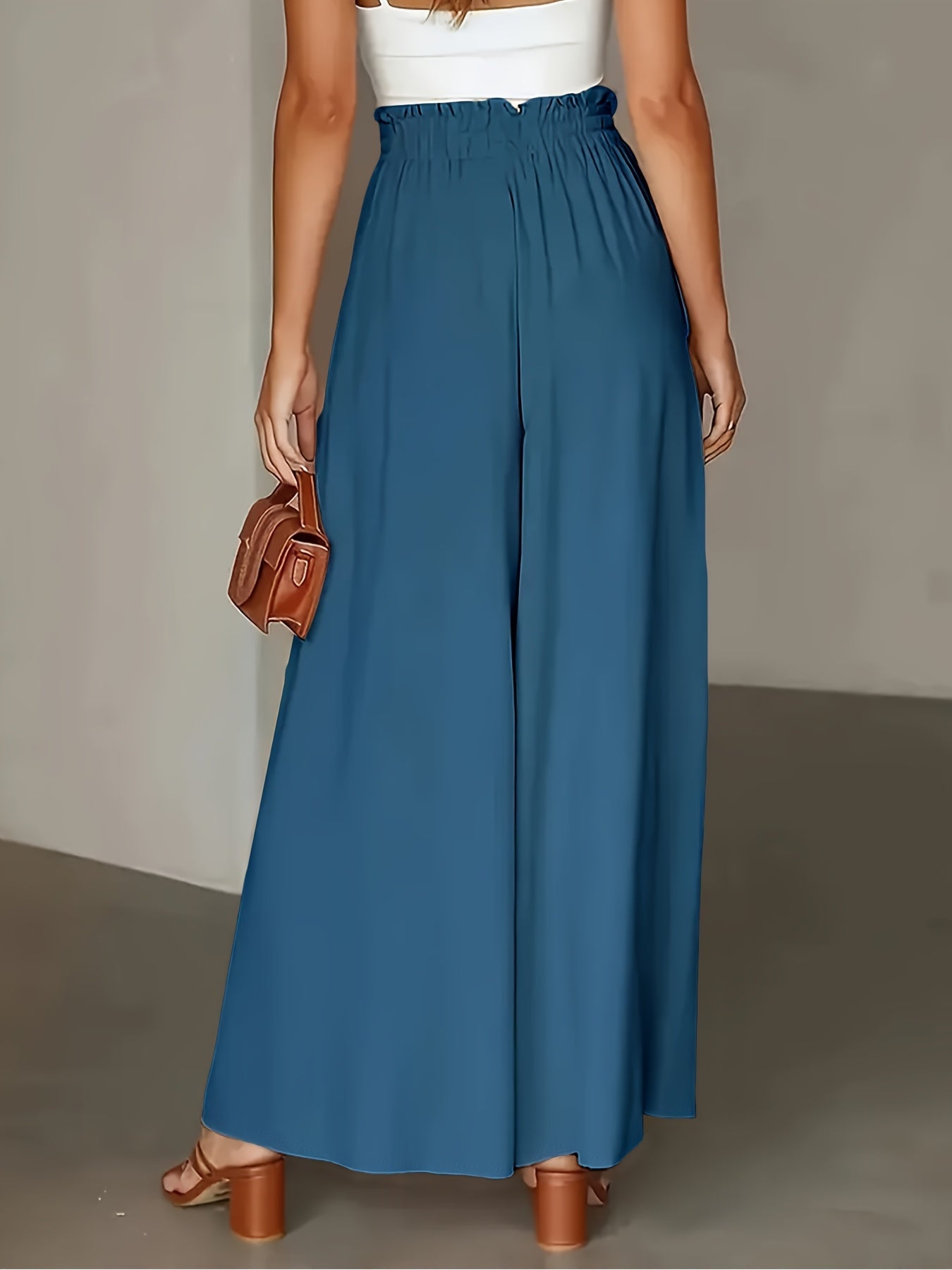 Damen Palazzo-Hose mit weitem Bein und Paperbag-Bund – Elegante High-Waist Hose für stilvolle Outfits