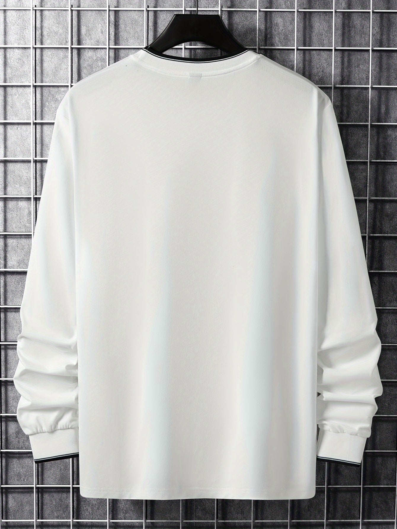 Herren Langarmshirt mit Chicago-Schriftzug und Rippbündchen, Rundhalsausschnitt