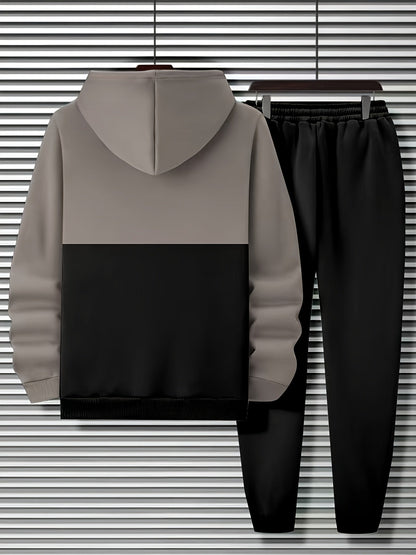 Herren Zweiteiler Trainingsanzug Hoodie & Jogginghose mit Streifenmuster