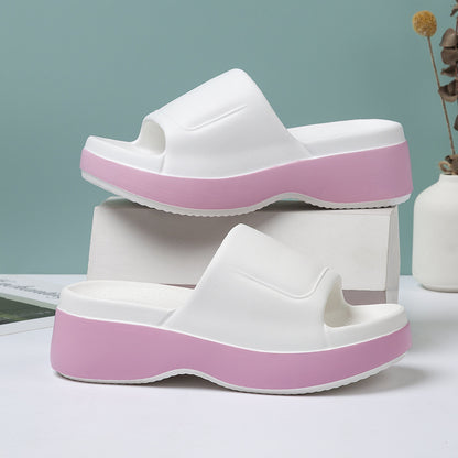 Damen Plateau-Slipper für den Sommer – Bequeme Freizeit Hausschuhe mit offenem Zehenbereich
