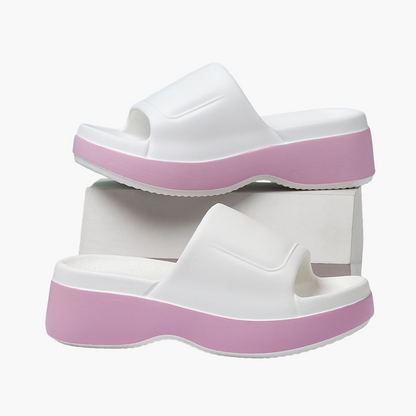 Damen Plateau-Slipper für den Sommer – Bequeme Freizeit Hausschuhe mit offenem Zehenbereich