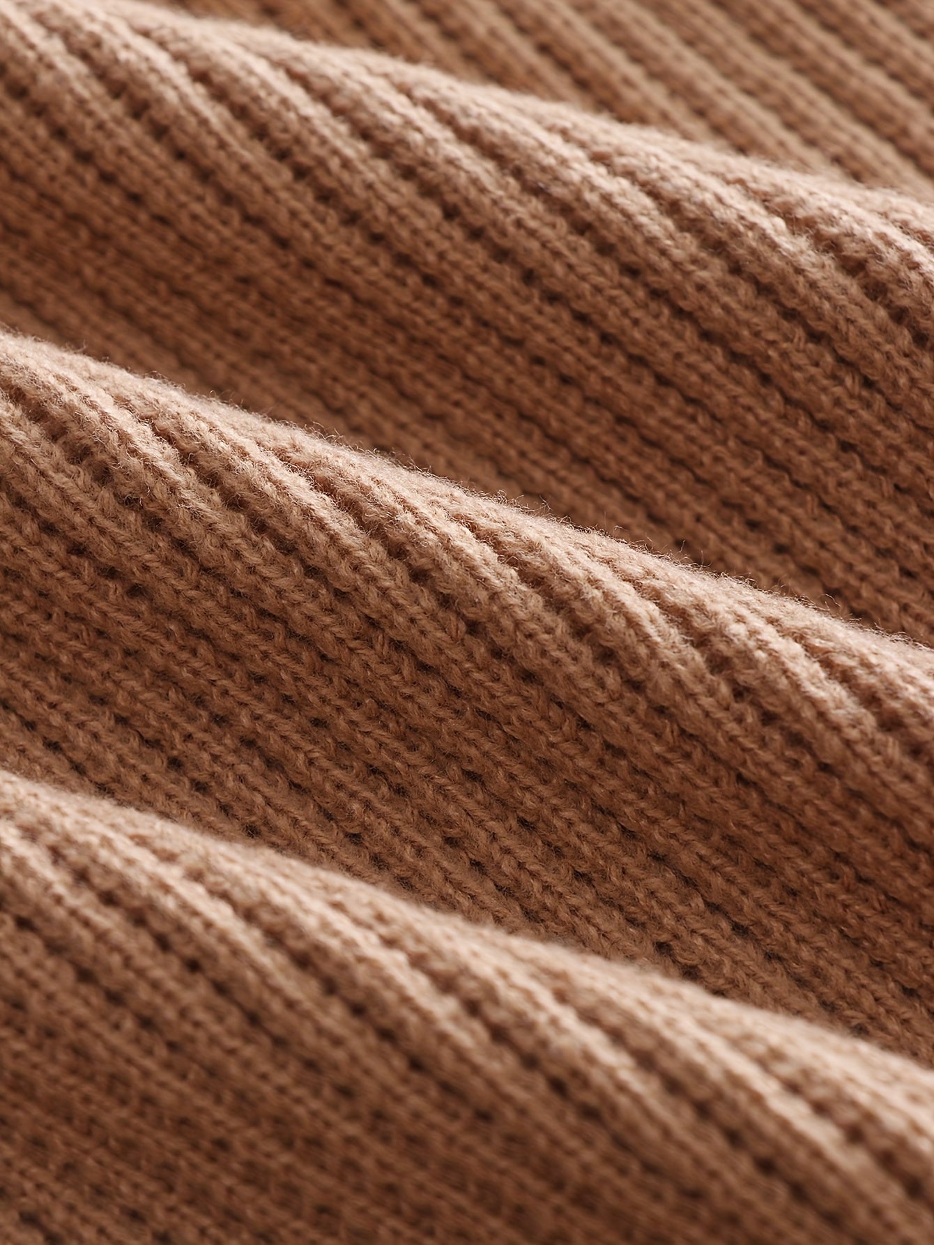Strikpullover med hætte til mænd, blokstriber, brun og beige