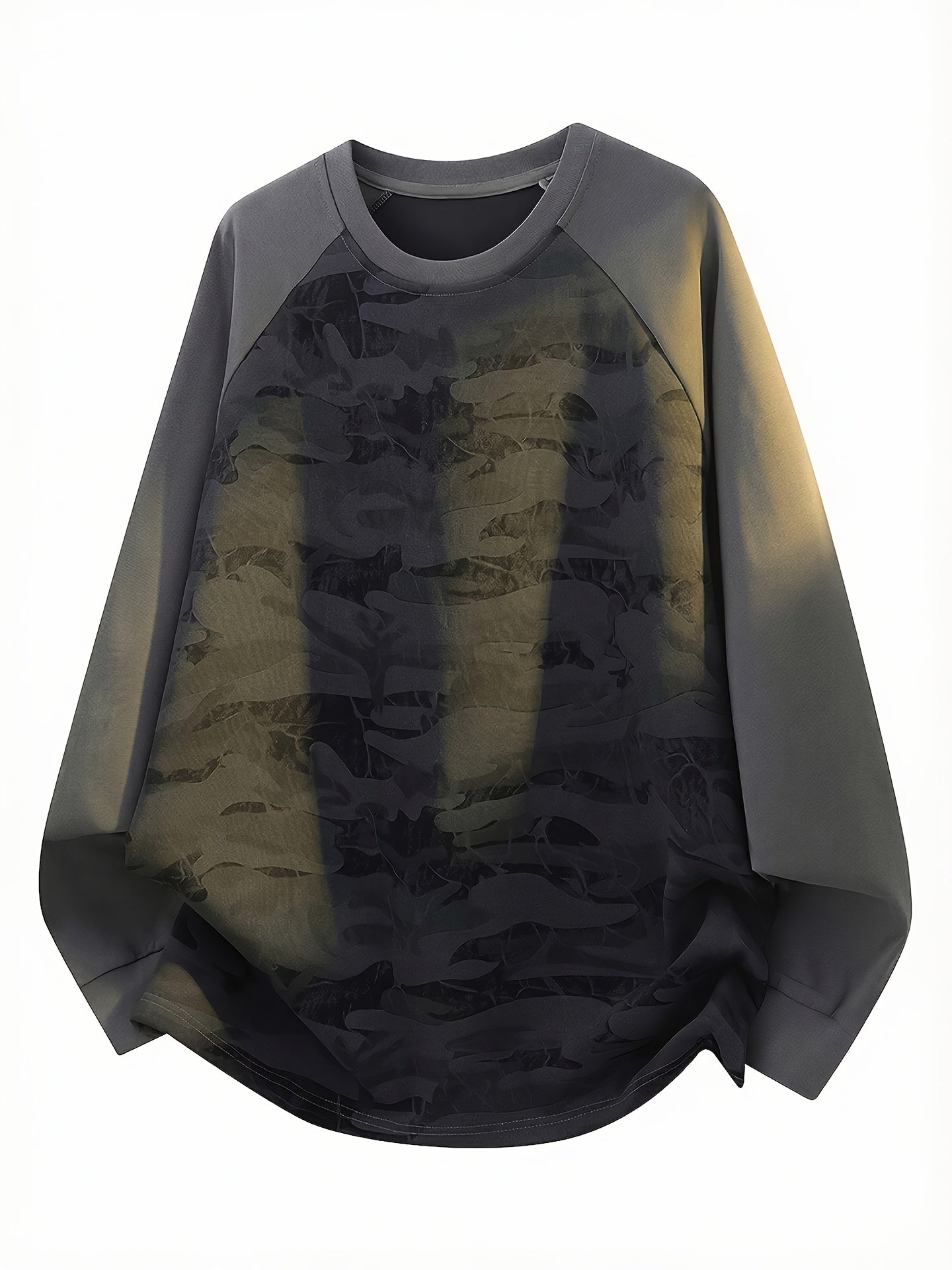 Raglan Langarmshirt im Camouflage-Look, Rundhals-Sweatshirt
