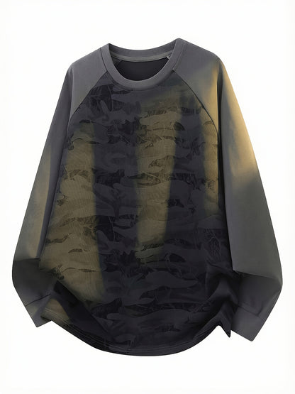 Raglan Langarmshirt im Camouflage-Look, Rundhals-Sweatshirt