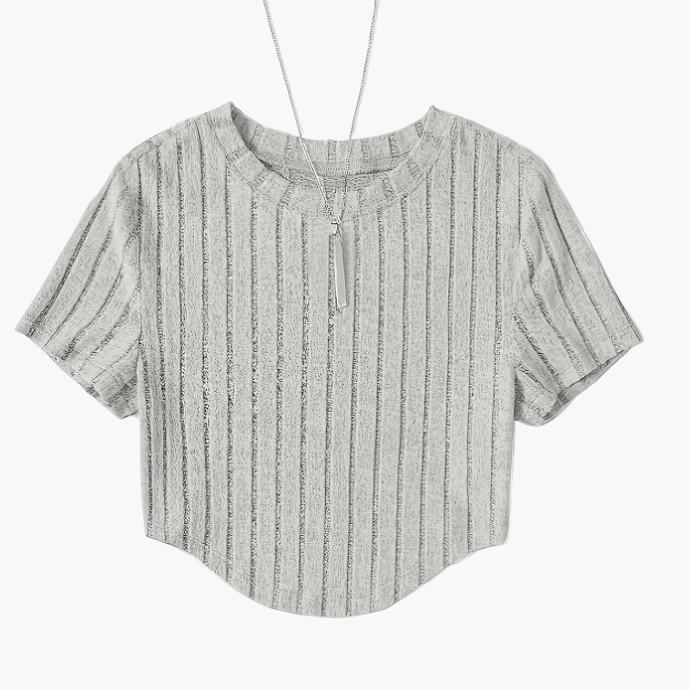 Dame kortermet ribbestrikket crop-top – avslappet sommer fritidsskjorte