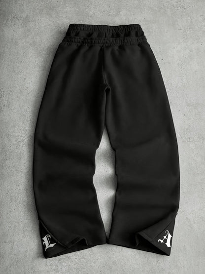 Pantalón de chándal ancho para hombre: pantalón bordado con cremalleras