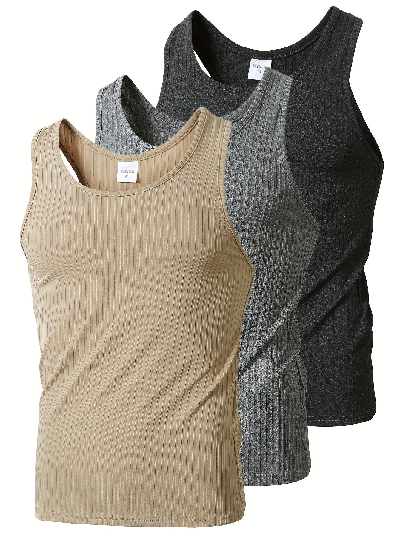 Męski zestaw sportowych tank topów – bezrękawniki treningowe na fitness i na co dzień, 3 sztuki