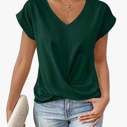 Blusa elegante de mujer con escote en V y diseño cruzado para el día a día y la oficina